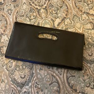 New HOBO International Katrina Black Patent Leather Envelope Clutch Purse